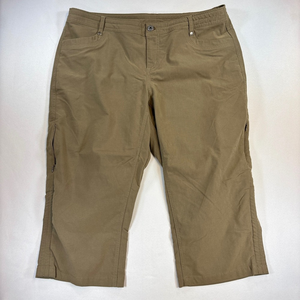KUHL Trekr Legendary Capri Women 16 Khaki 6503 Hiking Travel Outdoor Crop Pants